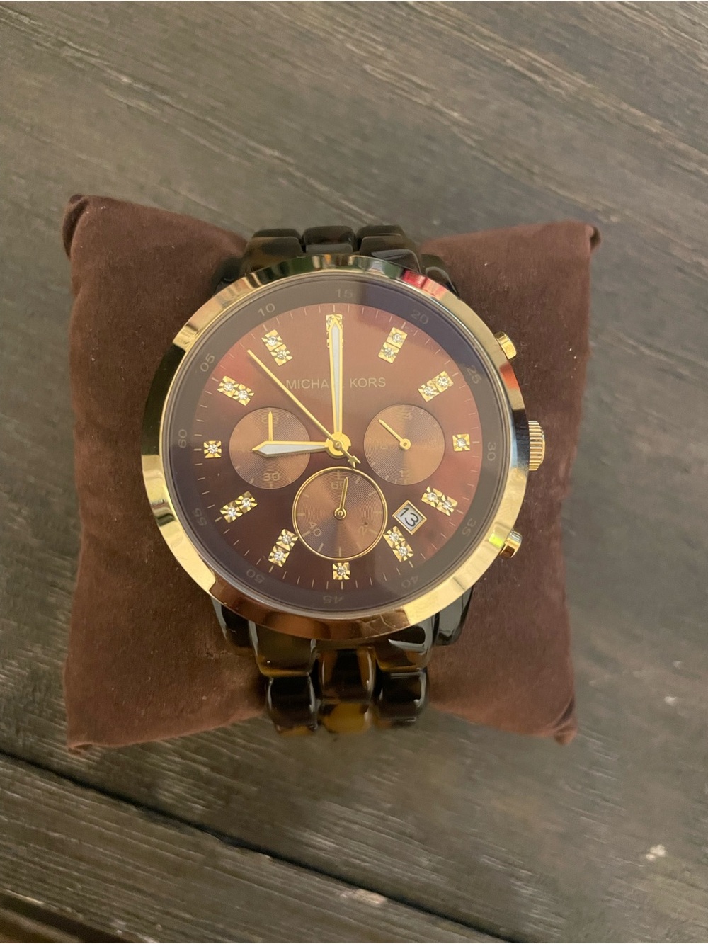 Michael Kors Women’s Tortoiseshell and Gold Chronograph Watch - Brown